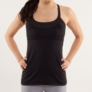 Lululemon Scoop Me Up Tank Top Black Racerback Size 4 Pilates Yoga Activewear
